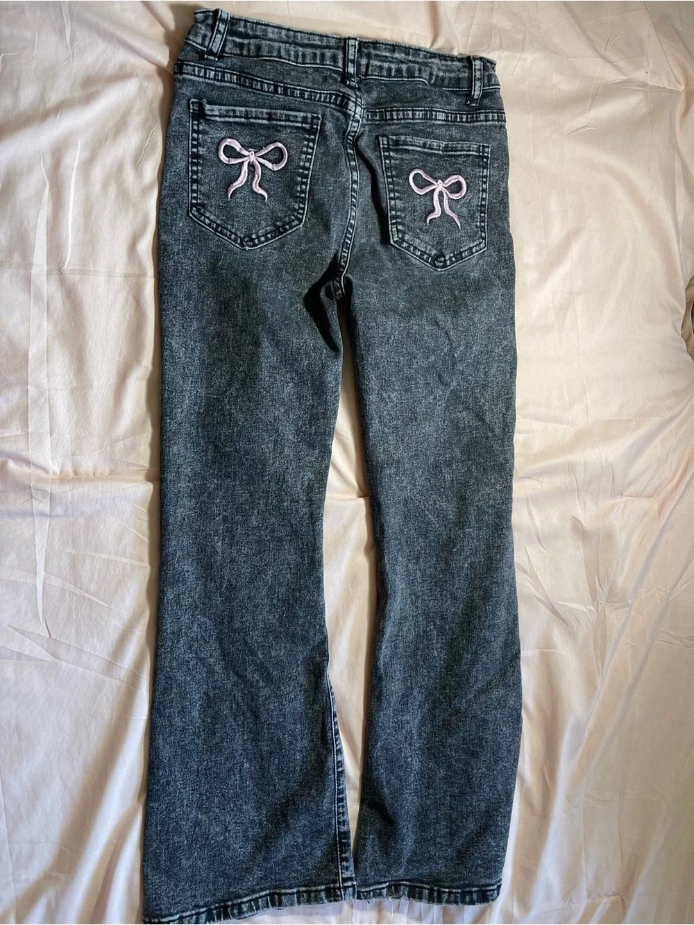 Girl Acid-Wash Flare Jeans - Black